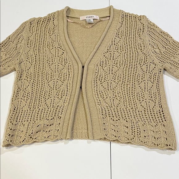 Vintage Sweaters - Vintage - Y2K, Beige/Tan Open-Knit Women's Cardigan, M